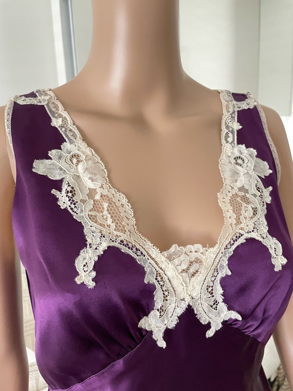 VTG Jonquil 100% Silk Lace Cami Tank Top 2000s Dead Stock Purple Tunic Y2K - Picture 5 of 9